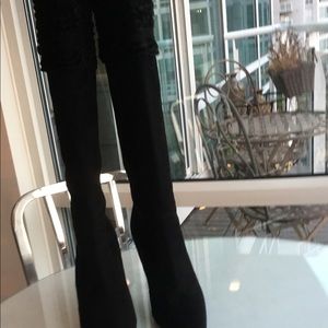 Stuart Weitzman black suede stiletto boots